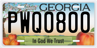 GA license plate PWQ0800