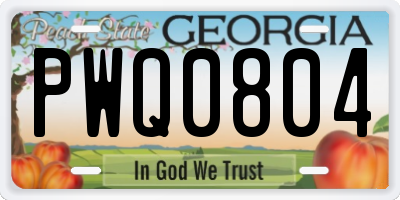GA license plate PWQ0804