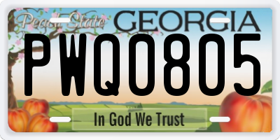 GA license plate PWQ0805