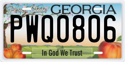 GA license plate PWQ0806