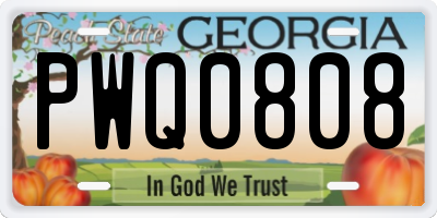 GA license plate PWQ0808