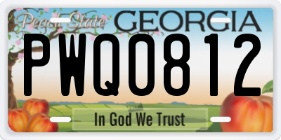 GA license plate PWQ0812
