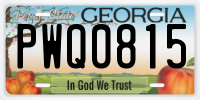 GA license plate PWQ0815