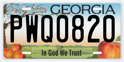 GA license plate PWQ0820