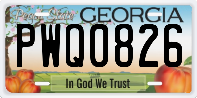 GA license plate PWQ0826