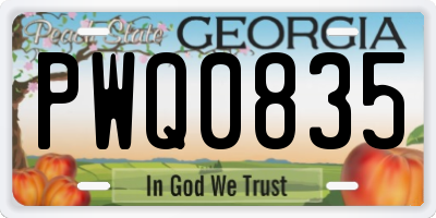 GA license plate PWQ0835