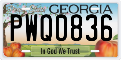 GA license plate PWQ0836