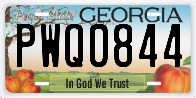 GA license plate PWQ0844