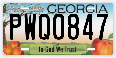 GA license plate PWQ0847