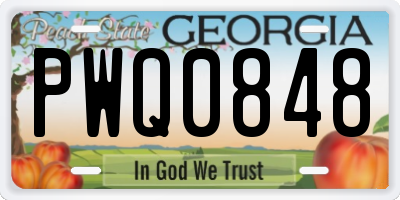 GA license plate PWQ0848