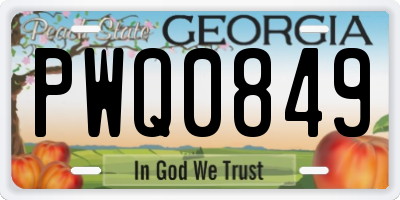 GA license plate PWQ0849