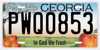 GA license plate PWQ0853