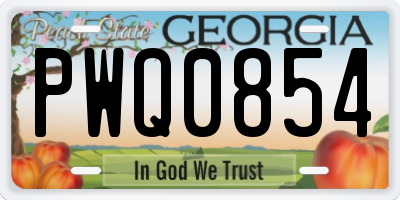 GA license plate PWQ0854