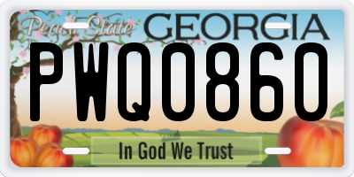 GA license plate PWQ0860
