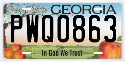 GA license plate PWQ0863