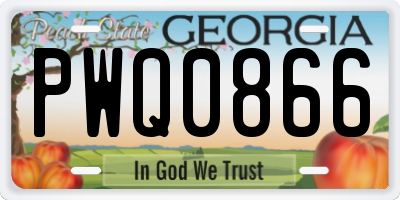 GA license plate PWQ0866
