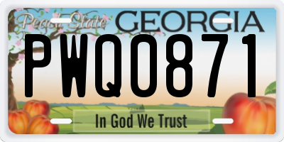 GA license plate PWQ0871