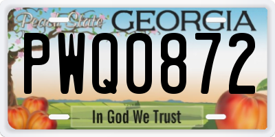 GA license plate PWQ0872