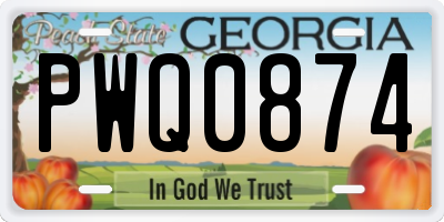 GA license plate PWQ0874