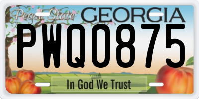 GA license plate PWQ0875