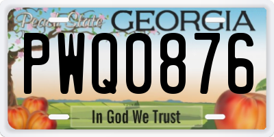GA license plate PWQ0876