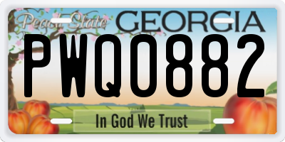 GA license plate PWQ0882