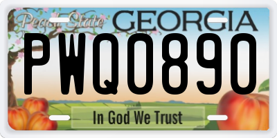 GA license plate PWQ0890
