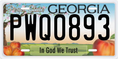 GA license plate PWQ0893
