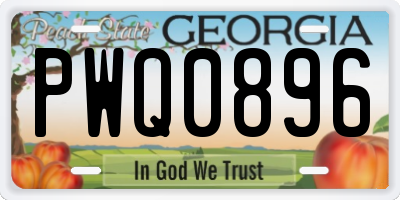 GA license plate PWQ0896