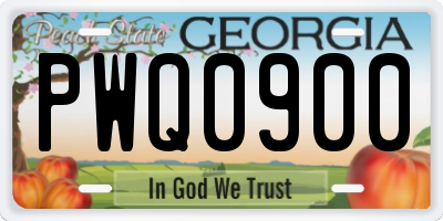 GA license plate PWQ0900