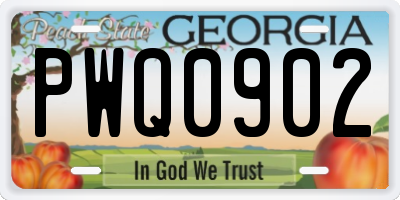 GA license plate PWQ0902