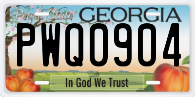 GA license plate PWQ0904