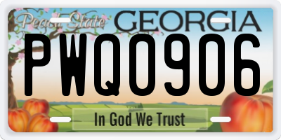 GA license plate PWQ0906