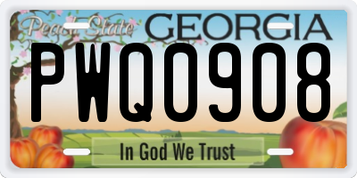GA license plate PWQ0908