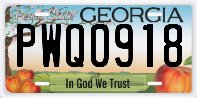 GA license plate PWQ0918