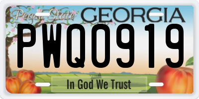 GA license plate PWQ0919