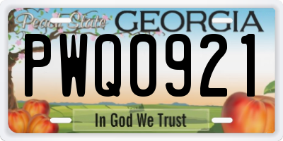 GA license plate PWQ0921