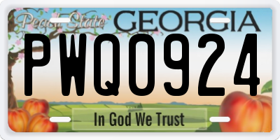 GA license plate PWQ0924