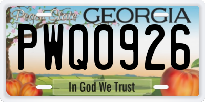 GA license plate PWQ0926