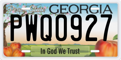 GA license plate PWQ0927