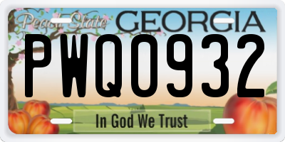GA license plate PWQ0932