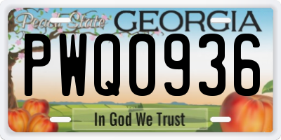 GA license plate PWQ0936