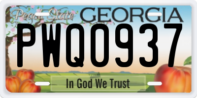 GA license plate PWQ0937