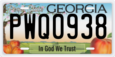 GA license plate PWQ0938