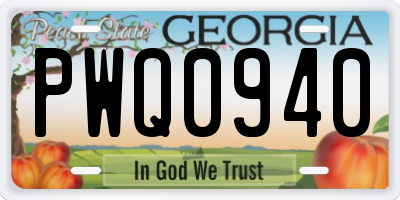 GA license plate PWQ0940