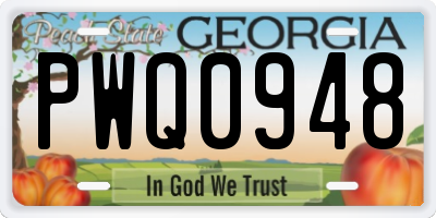 GA license plate PWQ0948