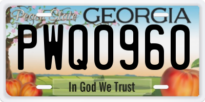 GA license plate PWQ0960