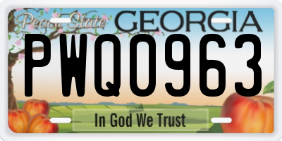 GA license plate PWQ0963
