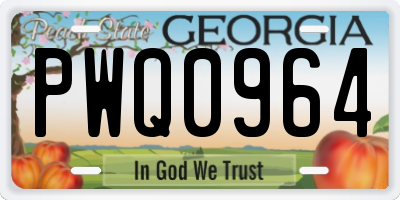 GA license plate PWQ0964
