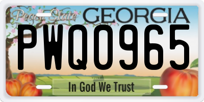 GA license plate PWQ0965